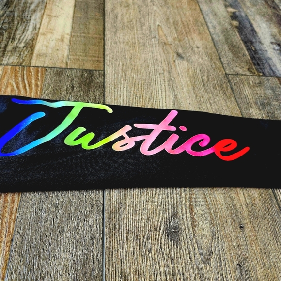 Justice Girls Black Leggings Size 10  Rainbow Ombre Logo| Active Stretch Pants - Picture 2 of 5